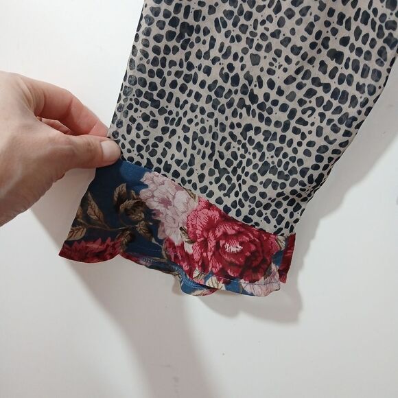 Floral Animal Print Long Sleeve Sheer Top - Picture 8 of 10